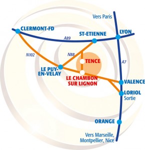 Carte axes routiers Haut-Lignon